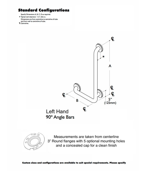 GBC 301  - 1.25" Diameter 90 Deg Left Hand 24" x 16"