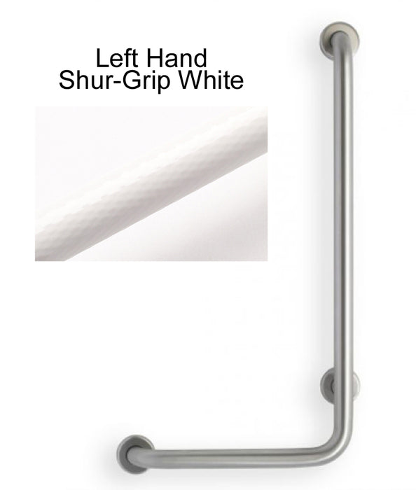 L shape grab bar in white shurgrip