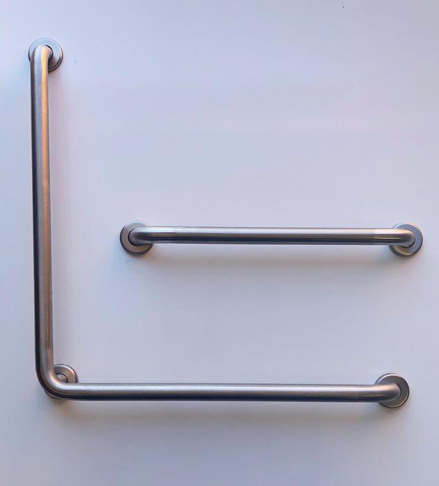 l shape 30" x 30" peened non slip grip with a matching 24" straight grab bar for OBC