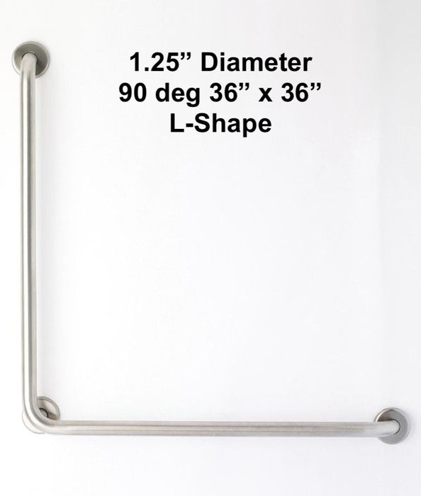 L-shape grab bar 36" x 36" for OBC and building code
