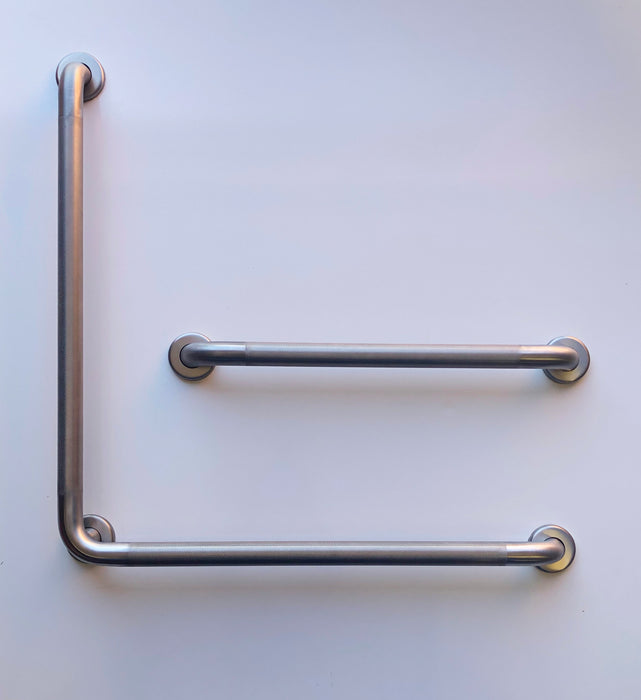 l shape 30" x 30" knurled non slip grip with a matching 24" straight grab bar for OBC  Edit alt text