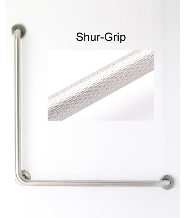 L-shape grab bar 30" x 30" for OBC and building code - with shurgrip