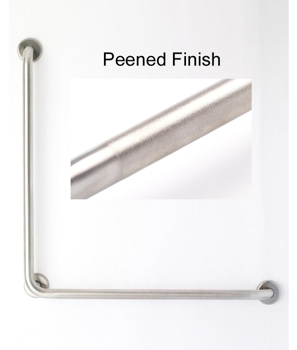 L shape grab bar for Ontario building code and commercial ada accessible washrooms  with peened non slip grip