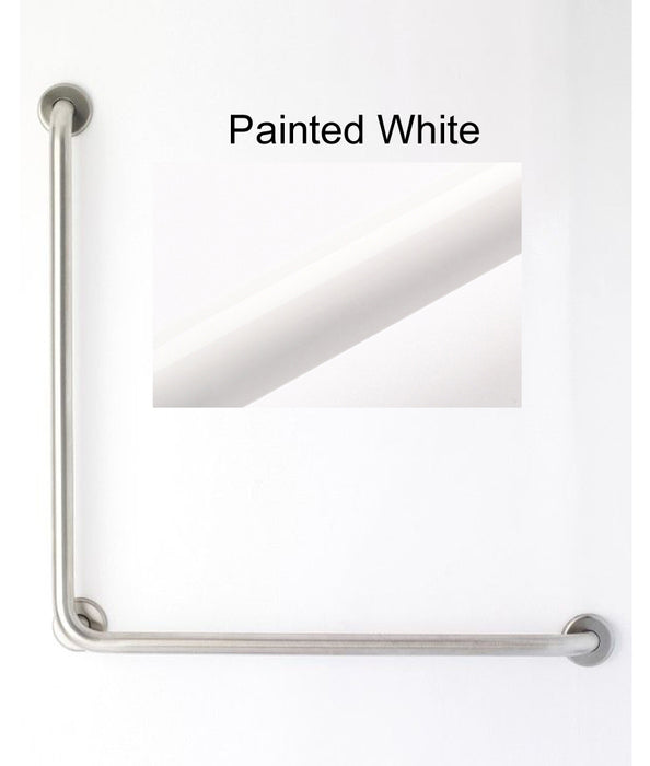 L shape grab bar smooth white