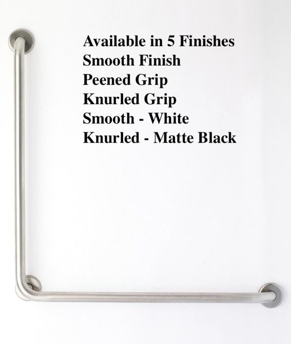 L-shape grab bar 30" x 30" for OBC and building code in 5 different finishes