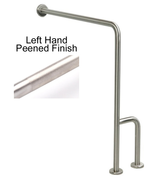 Wall to floor grab bar with peened grip