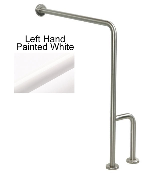 Wall to floor grab bar in smooth white