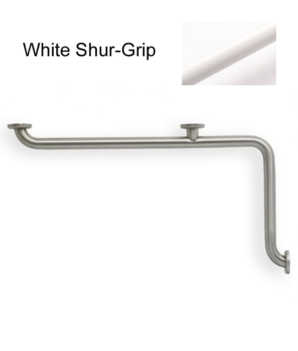 inside corner rail grab bar for inside corner on a shower wall  in white shurgrip