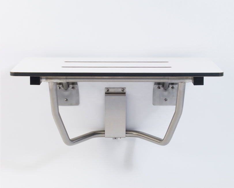 Folding shower seat rectangle white phenolic top ADA folding shower seat