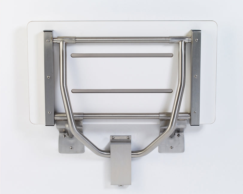 Folding shower seat rectangle white phenolic top ADA folding shower seat