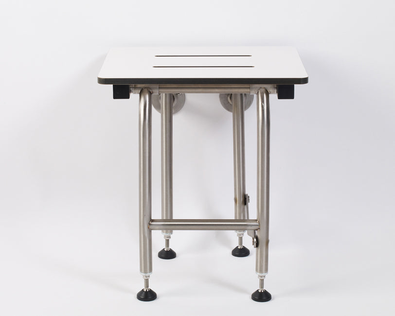 16" and 18" white phenolic folding shower seat ada shower seat with legs