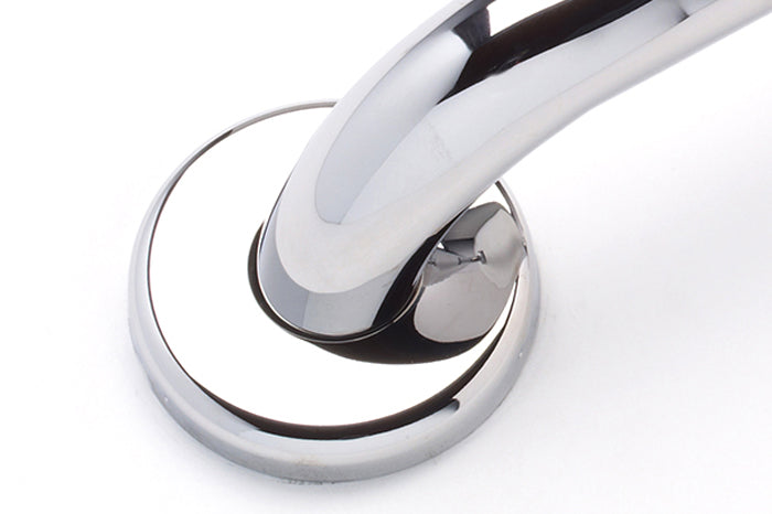chrome grab bar with knurled grip close up flange