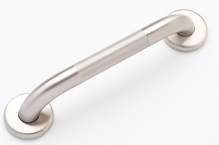 Brushed Nickel Grab Bar with knurled grip