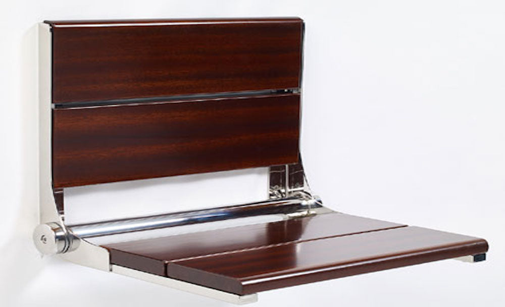 Lifeline contour shower seat walnut wood slats with chrome frame