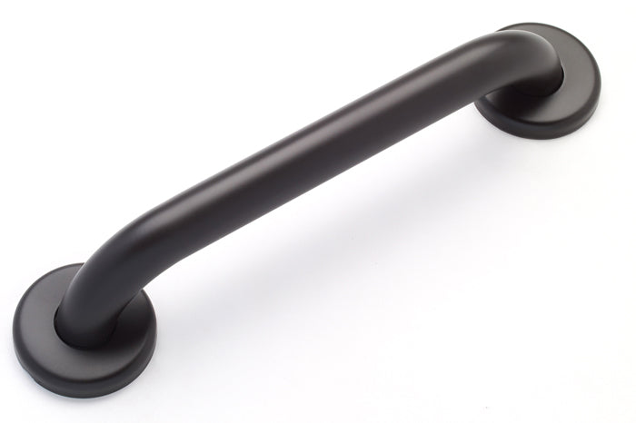 stainless steel grab bar with oil rubbed bronze finish