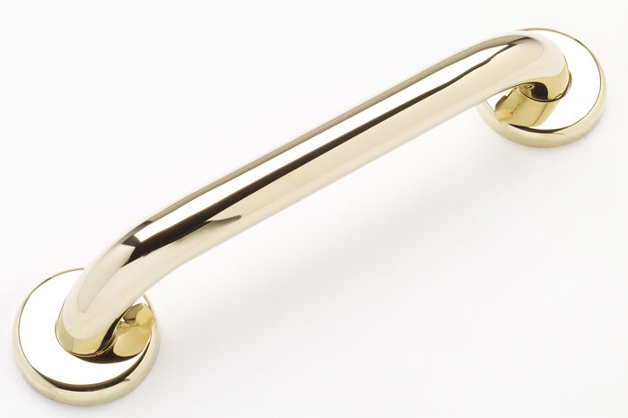 polished brass grab bars