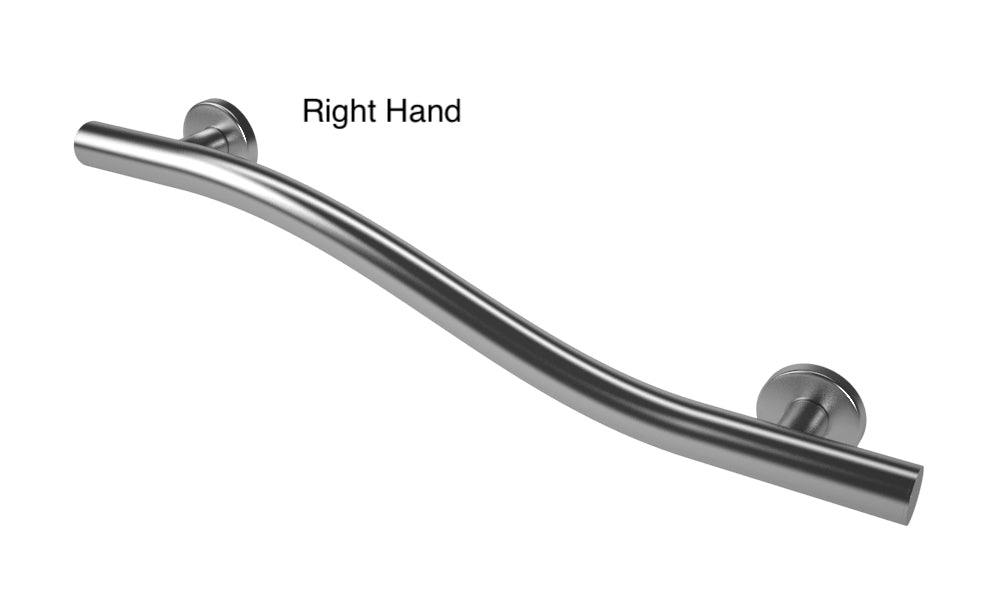 Lifeline 2 in 1 combination grab bar 24" right hand wave grab bar in brushed finish