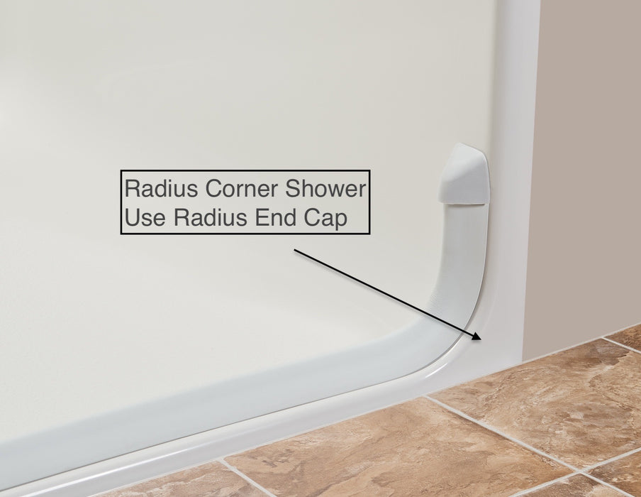 premium water dam GBC-700 k-ross collapsible water dam retainer for zero threshold shower stalls and wheel chair accessible showers with radius end caps 