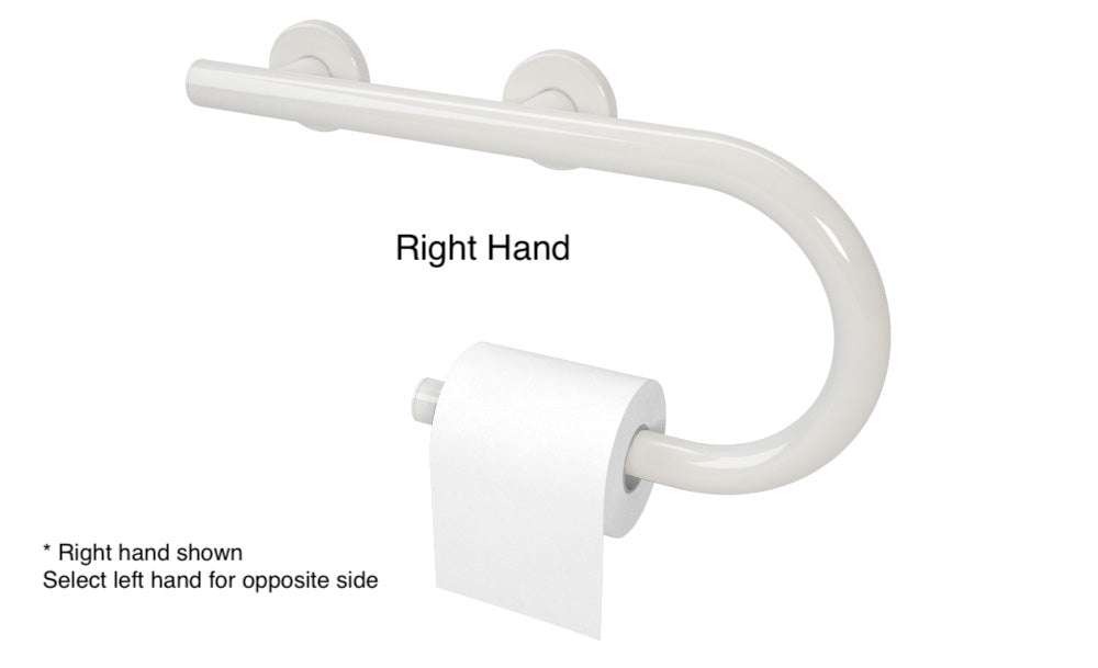 lifeline 2 in 1 combination grab bar Toilet paper grab bar right hand in white 