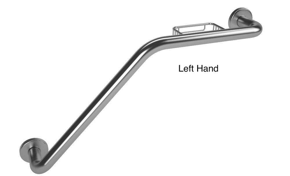 Lifeline 2 in 1 combination grab bar Left hand grab bar with soap basket in stainless steel