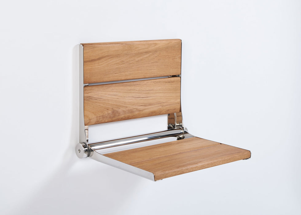 Lifeline contour shower seat teakwood slats with chrome frame