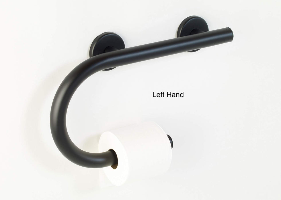 lifeline 2 in 1 combination grab bar Toilet paper grab bar left hand in matte black finish