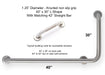 L-shape grab bar 40" x 30" for OBC and building code - with knurled grip and a matching 42" straight grab bar
