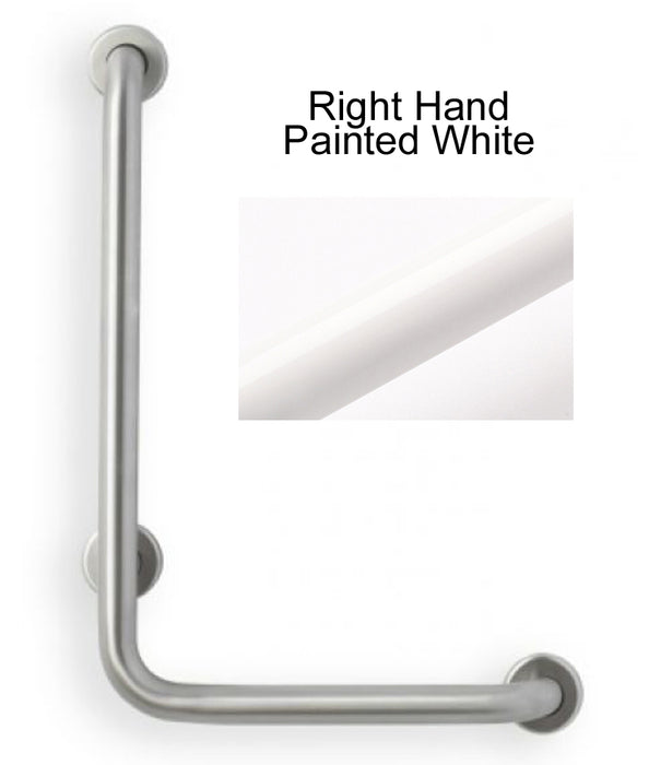L shape grab bar in smooth white