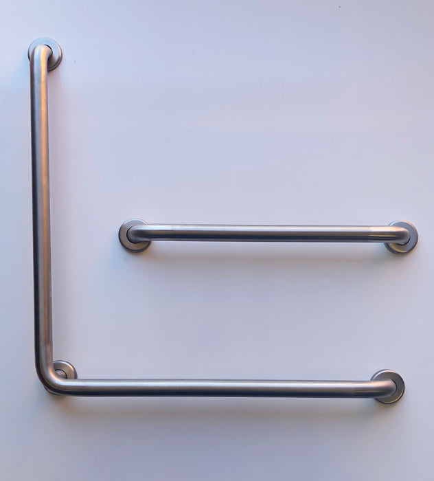 l shape 30" x 30" peened non slip grip with a matching 24" straight grab bar for OBC 