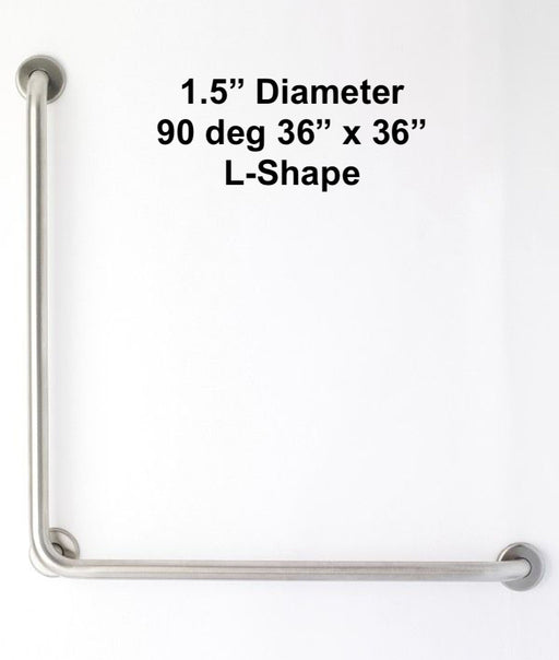L shape grab bar for Ontario building code and commercial ada accessible washrooms  36" x 36" 