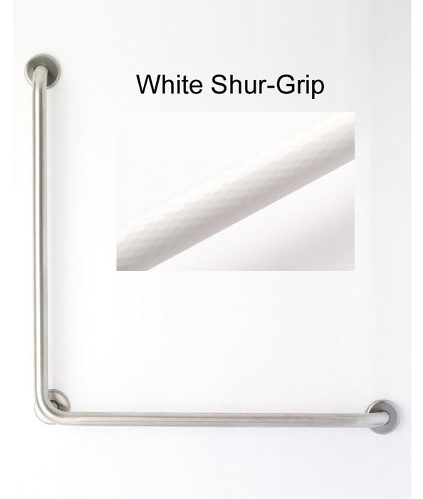 L-shape grab bar 30" x 30" for OBC and building code - white shurgrip