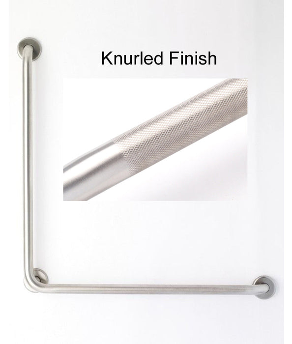 L shape grab bar for Ontario building code and commercial ada accessible washrooms  36" x 36"  with knurled non slip grip