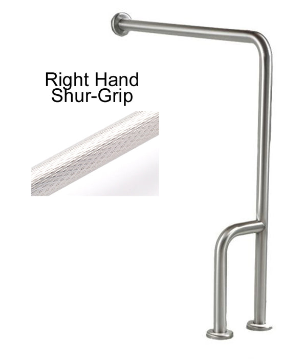 Wall to floor grab bar with shurgrip
