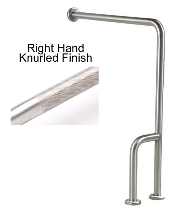 Wall to floor grab bar with knurled grip