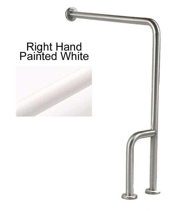 Wall to floor grab bar in smooth white