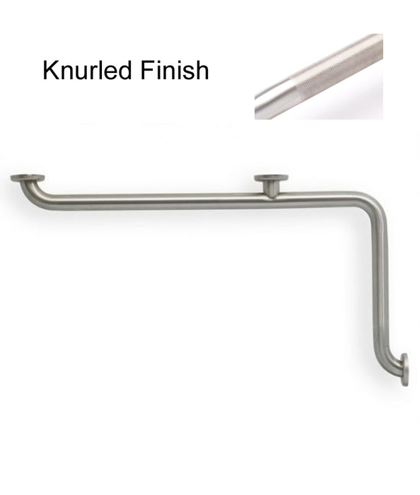 inside corner rail grab bar for inside corner on a shower wall  with knurled grip