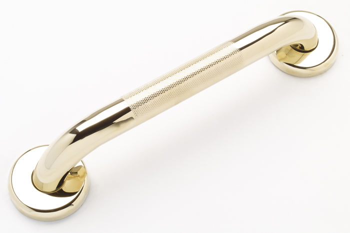polished brass grab bars with knurled grip 