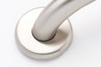 Brushed Nickel Grab Bar with knurled grip close up of flange