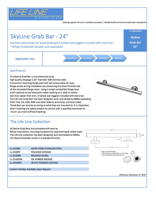 Grab Bar Spec Sheet Grab Bar Spec Sheet