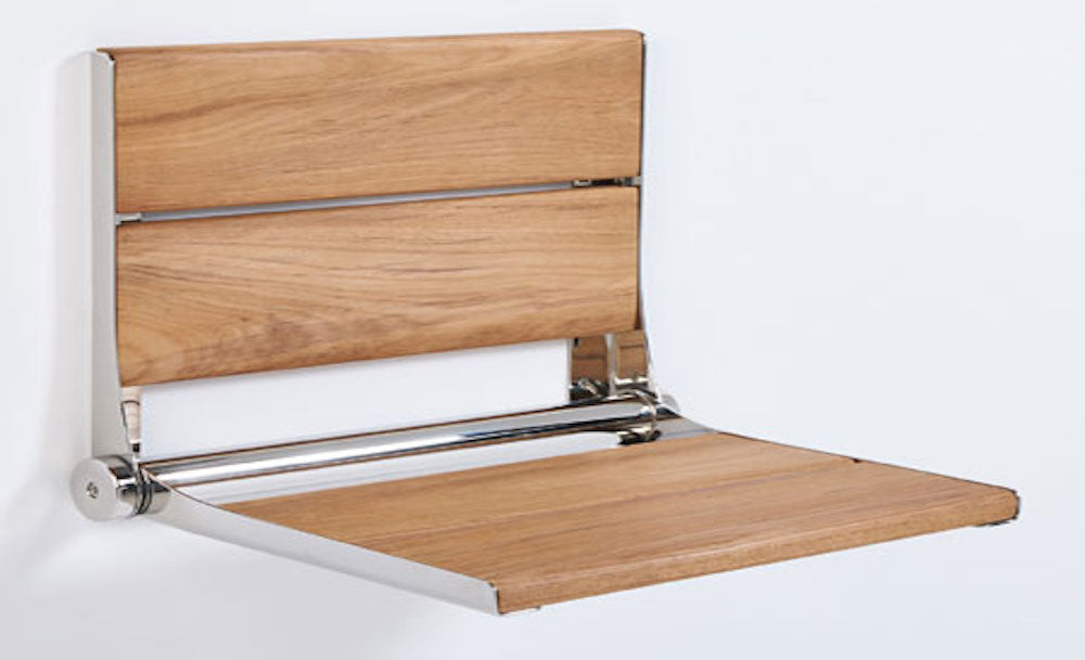 Lifeline contour shower seat teak wood slats and chrome frame