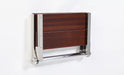 Lifeline contour shower seat walnut wood slats with chrome frame folded up 