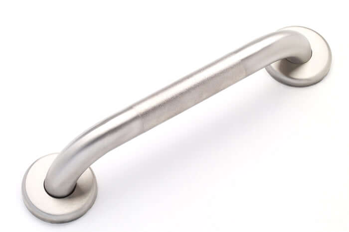 Peened stainless steel grab bar for bathroom safety
