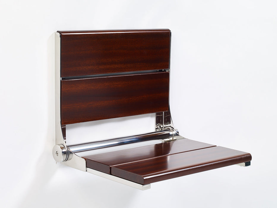 Lifeline contour shower seat walnut wood slats with chrome frame